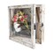 8x8 Wood Shadow Box Frame Glass Door Display Case with Linen Back and 6 Stick Pins,1.5 inches Interior Depth,Ideal for Memorabilia Pictures Flowers Medals Tickets Rustic White
